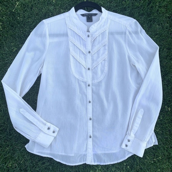 Marc Jacobs Ivory Bib-front Button Long Sleeve Blouse - Picture 2 of 8